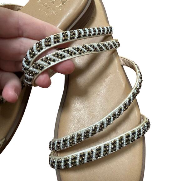 Haute Hippie slip on slides sandals beaded flats strappy resort casual US 7M - Picture 3 of 8